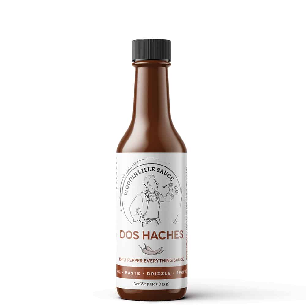 Dos Haches Chili pepper everything sauce bottle and label