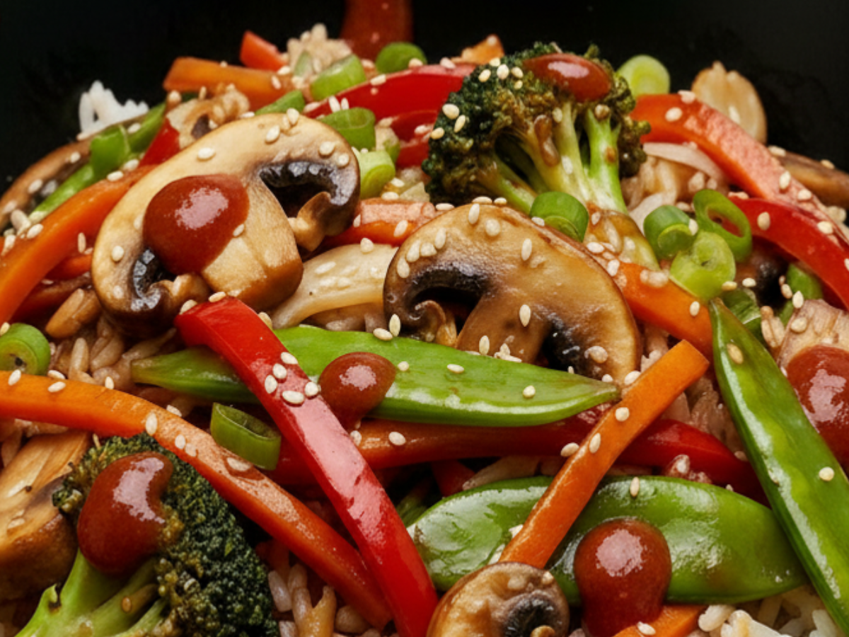 Mushroom Santaka Stir-Fry 1200 x 900 px - Woodinville Sauce Co. Mushroom Stir-Fry with Santaka