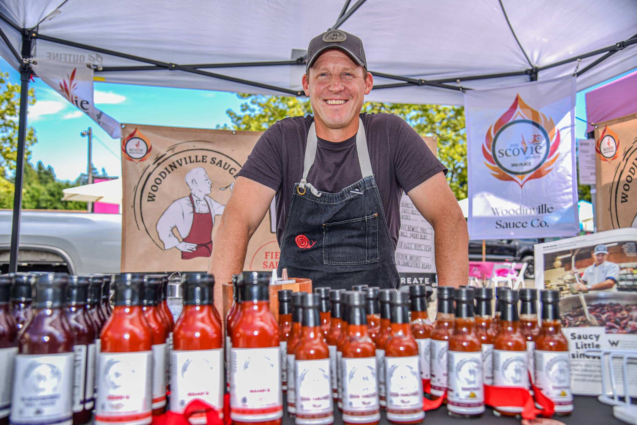 ChefDaveSlinging - Woodinville Sauce Co. Chef Dave at a local Farmers Market
