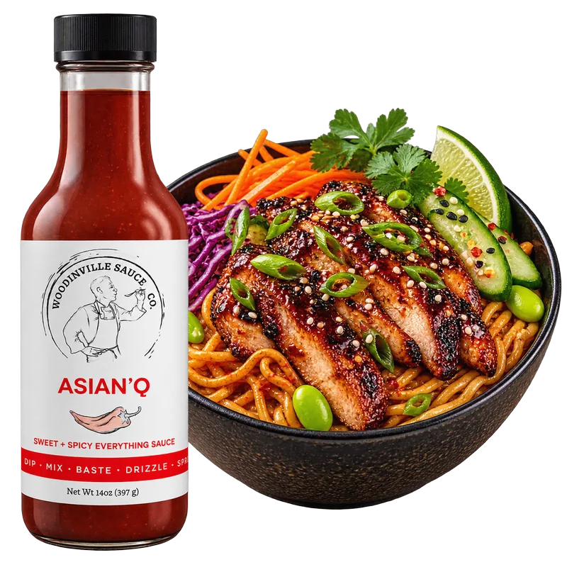 Asian'Q with a noodle bowl